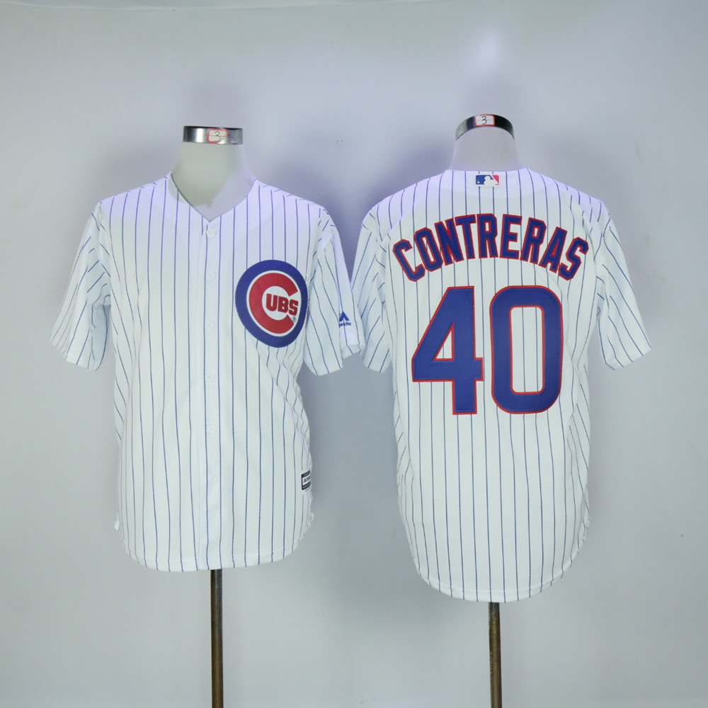 Men Chicago Cubs 40 Contreras White MLB Jerseys